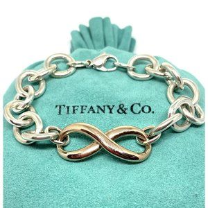 Tiffany and Co sterling silver Rubedo infinity bracelet Chunky 7.75” Pouch Box
